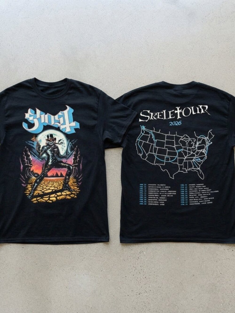 Ghost SkeleTour 2026 Heavy Metal Black T-Shirt S-4XL